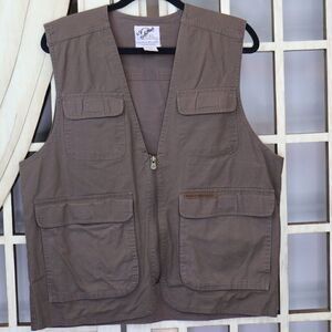 Vintage Ducks Unlimited Men's Khaki Brown Outdoor Hunting Fishing Vest [medium]